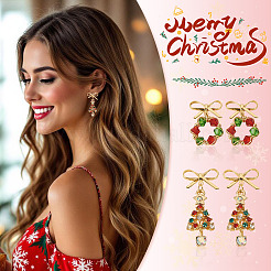 2 пара двух стилей сережек-гвоздиков из сплава стекла с бантом&nbsp;EJEW-TA00699