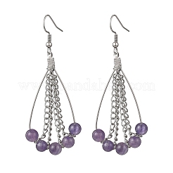 Серьги-подвески из натурального аметиста в форме капли&nbsp;EJEW-JE06762