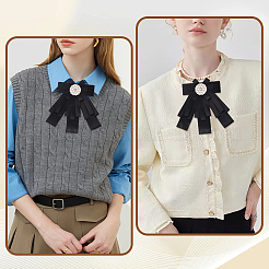 Атласные броши со стразами и бантом&nbsp;JEWB-WH0020-045