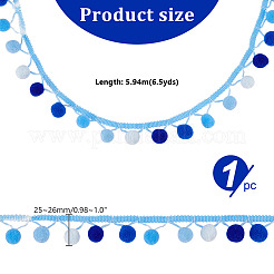 6.5 ярд полиэстеровых лент с кисточками в виде шариков-помпонов градиентного цвета&nbsp;DIY-GA0006-95B