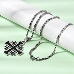 Подвеска с черным иерусалимским крестом из эмалевого сплава&nbsp;NJEW-Z109-01P