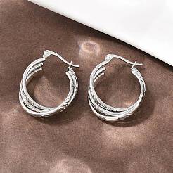 Серьги-гвоздики с тройным кольцом из нержавеющей стали 304&nbsp;EJEW-P324-09P