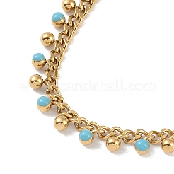 Браслеты-цепочки витые из нержавеющей стали золотистого тона 304 с эмалью&nbsp;BJEW-P321-02G