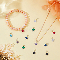 28 шт. 7-цветные латунные подвески с кубическим цирконием&nbsp;KK-DC0003-71