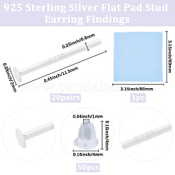 10 пара 925 плоских сережек-гвоздиков из стерлингового серебра&nbsp;STER-BBC0009-02