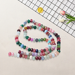 2 нить бусины-рондель из натурального окрашенного малайзийского нефрита&nbsp;G-PA0001-84