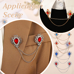 4 шт. 4 стиля броши-булавки для воротника из цинкового сплава со стразами&nbsp;JEWB-ME0001-06