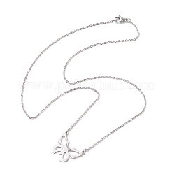Не тускнеющие полые бабочки ожерелья из нержавеющей стали 304&nbsp;NJEW-JN04814-01