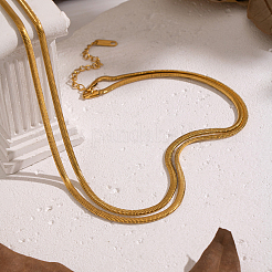 Минималистичные двухслойные ожерелья из плоской цепи-змейки из нержавеющей стали 304&nbsp;LG4254