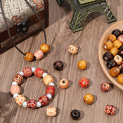90 шт. 3-х цветные крашеные бусины из натурального дерева&nbsp;WOOD-PA0001-26