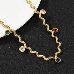 Ожерелья-кисточки из нержавеющей стали 304 с разноцветными кубическими цирконами для женщин&nbsp;NJEW-V015-01G-D