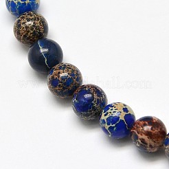 Натуральная имперская яшма с круглыми нитями из бисера&nbsp;G-I103-6mm-08