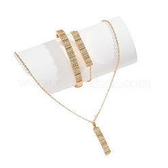 Прямоугольный латунный микропаве прозрачный кубический цирконий кулон ожерелье и серьги-кольца и браслет и наборы звеньев браслета&nbsp;FS-WGED4BF-01