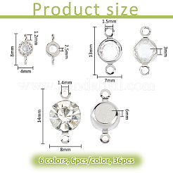 36 шт. 6 стиля звеньев из латуни с прозрачным кубическим цирконием&nbsp;KK-FH0008-12