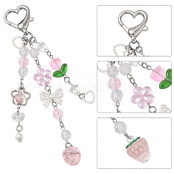 Клубничный акрил и лэмпворк ручной работы и стеклянные подвесные украшения&nbsp;HJEW-YW00119