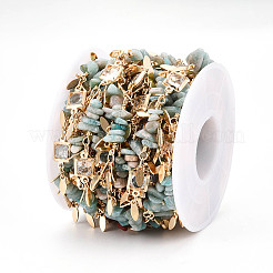 Квадратные звенья латунных стеклянных цепей ручной работы&nbsp;CHC-F019-10G-01