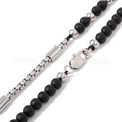 Ожерелье с подвеской в виде черепа со стразами и бусинами из натурального черного агата&nbsp;NJEW-B083-01