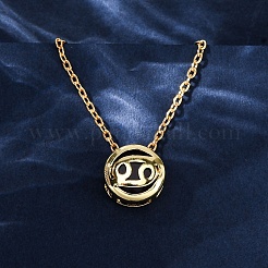 Латунный паве кубический цирконий камень рождения созвездие кулон кабель цепочка ожерелья&nbsp;NJEW-D334-01G-12