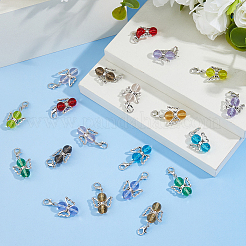 40 шт. 8 стиля подвесные украшения из стекла и сплава в виде ангела&nbsp;HJEW-FH00076