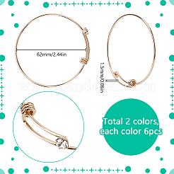 12 шт. 2-х цветные золотистые браслеты из нержавеющей стали 304 со стразами&nbsp;BJEW-SC0001-27