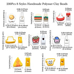 200шт 8 стиля ручной работы бусины из полимерной глины&nbsp;CLAY-CJ0001-88
