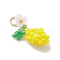 Лимон из стеклянных бусинок с подвесками в виде цветов&nbsp;PALLOY-MZ00854