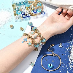 Наборы для изготовления европейских браслетов с эмалированными бусинами из смолы и сплава морской тематики «сделай сам»&nbsp;DIY-FS0006-87