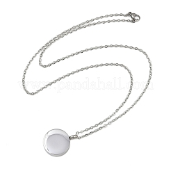 304 нержавеющая сталь плоская круглая подвеска урна для праха домашних животных ожерелья&nbsp;NJEW-S455-01P