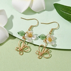 Серьги с подвесками в форме бабочки из латунной проволоки&nbsp;EJEW-JE05679