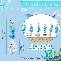 30 шт. 15 стиля подвеска из сплава на тему океана&nbsp;HJEW-CJ00038
