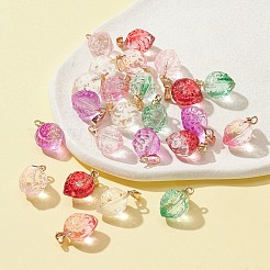 24 шт. 6 стиля прозрачные стеклянные подвески с распылительной росписью&nbsp;GLAA-FS0001-33