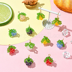 7 шт. 7-х цветные подвески-фрукты из медной проволоки ручной работы&nbsp;PALLOY-CJ00100