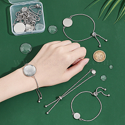 8шт 4 браслета из нержавеющей стали 304 с круглыми кабошонами&nbsp;DIY-UN0056-07