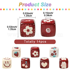 14 шт. 7 вида непрозрачных акриловых бусин с принтом&nbsp;MACR-YW0004-13