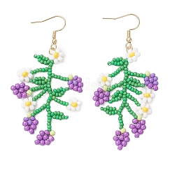 Серьги-подвески из стеклянных бусин с цветами и фруктами&nbsp;EJEW-MZ00533-03
