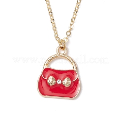 Сплав эмаль сумочка кулон латунный кабель цепь ожерелья для женщин&nbsp;NJEW-JN05273