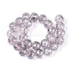 Гальваническое покрытие прозрачных круглых стеклянных бусин в нитях&nbsp;EGLA-T029-8mm-12T-10