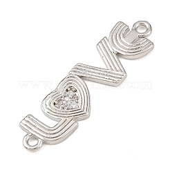 Подвески-соединители Love из латуни с микропаве из прозрачных кубических цирконий&nbsp;KK-G544-39P