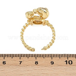 Латунные микро проложить манжеты кольца кубического циркония&nbsp;RJEW-P167-02B-G