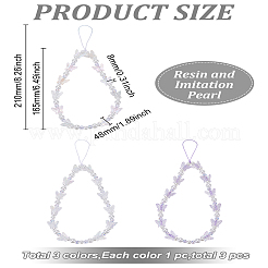 3 шт. 3-цветные цепочки из смоляных бусин для мобильных ремешков&nbsp;AJEW-LP0001-16