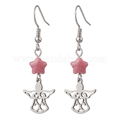 Серьги-подвески «ангел со звездой» из нержавеющей стали 304&nbsp;EJEW-JE06792