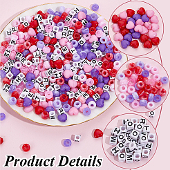 Наборы непрозрачных акриловых бусин на тему дня матери&nbsp;MACR-SP0001-40