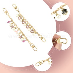 4 шт. 4 стиля сплава страз с акриловыми бусинами-жемчужинами подвеска на тросик цепочка для сумки декоративные цепочки&nbsp;HJEW-FS00060-03