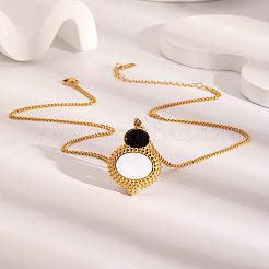 Элегантные овальные подвески-ожерелья из белой ракушки из нержавеющей стали 304 для женщин&nbsp;XO8375-2