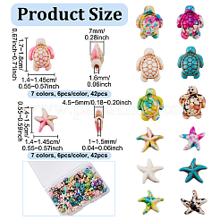 84 шт. 2 стиля 7 цвета синтетические бирюзовые окрашенные бусины на тему океана&nbsp;G-UN0001-31