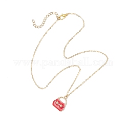 Сплав эмаль сумочка кулон латунный кабель цепь ожерелья для женщин&nbsp;NJEW-JN05273