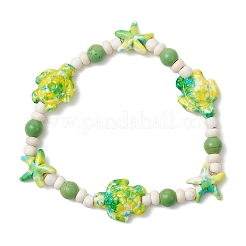 Синтетические бирюзовые бусины с морскими звездами и черепахами&nbsp;BJEW-JB11920-02