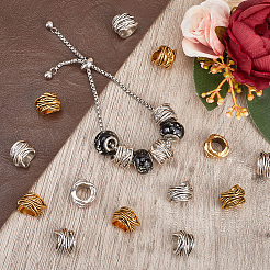 40 шт. 2-цветные бусины-трубки из сплава в тибетском стиле&nbsp;TIBEB-SP0001-05