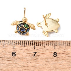 Серьги-гвоздики из латуни с эмалью в виде черепахи&nbsp;EJEW-I322-18G