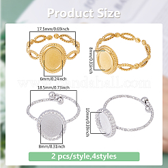 8 шт. 4 стиля ионного покрытия (IP) 304 нержавеющая сталь овальное кольцо манжеты компоненты&nbsp;RJEW-DC0001-18